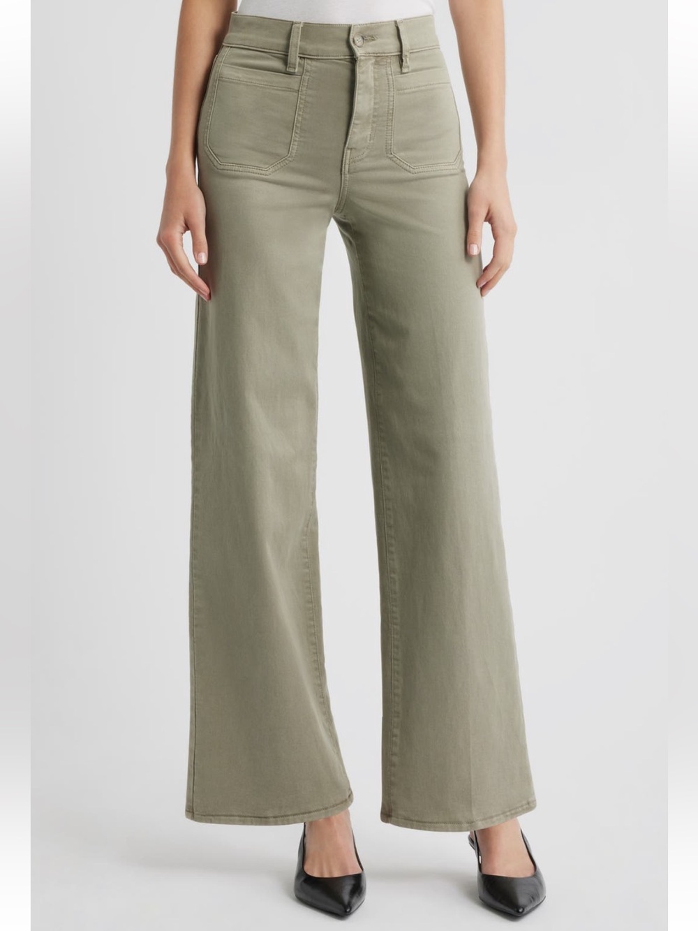 ✨ FRAME Le Slim Palazzo Patch Pocket High Waist Wide Leg Jeans – Thyme | NWT